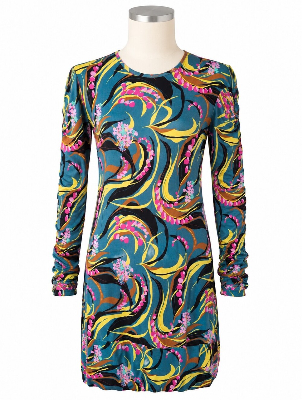 La Double J Abstract Print Tinder Slinky Sheath Dress Sz L Designer Retro Italy